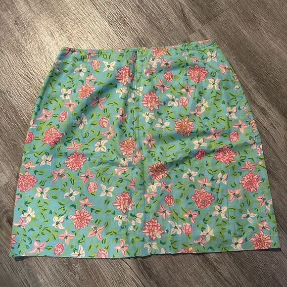 Vintage Lilly Pulitzer skirt floral linen cotton size 10 - Picture 2 of 3